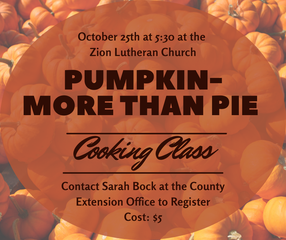 Pumpkin-More than Pie October 25th 5:30 Zion Lutheran Church