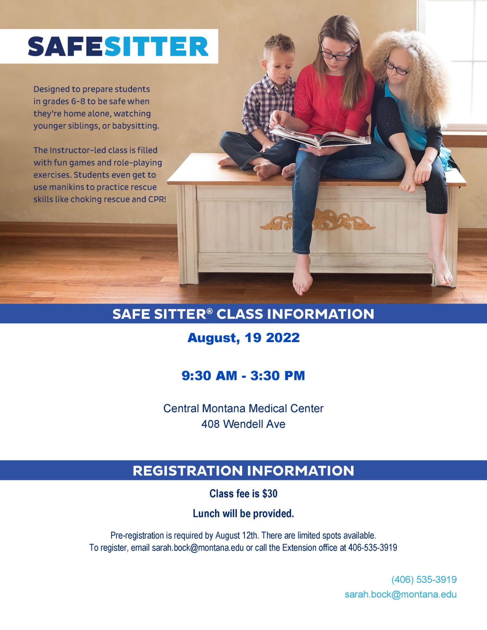 Safe Sitter Class August 19th 9:30am-3:30pm